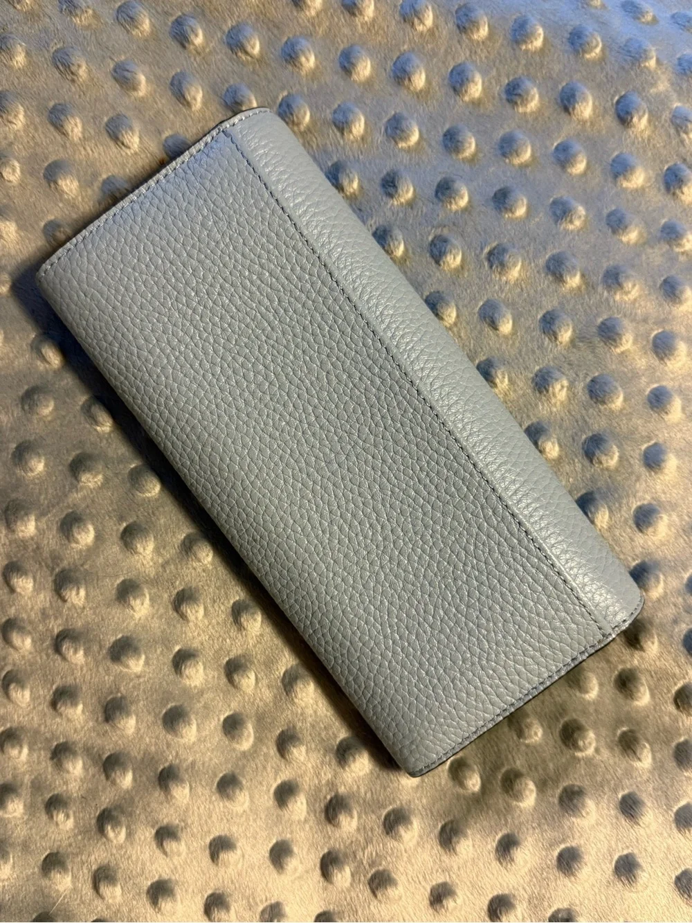 Michael Kors Pebbled Leather Continental Wallet in Light Gray/light blue